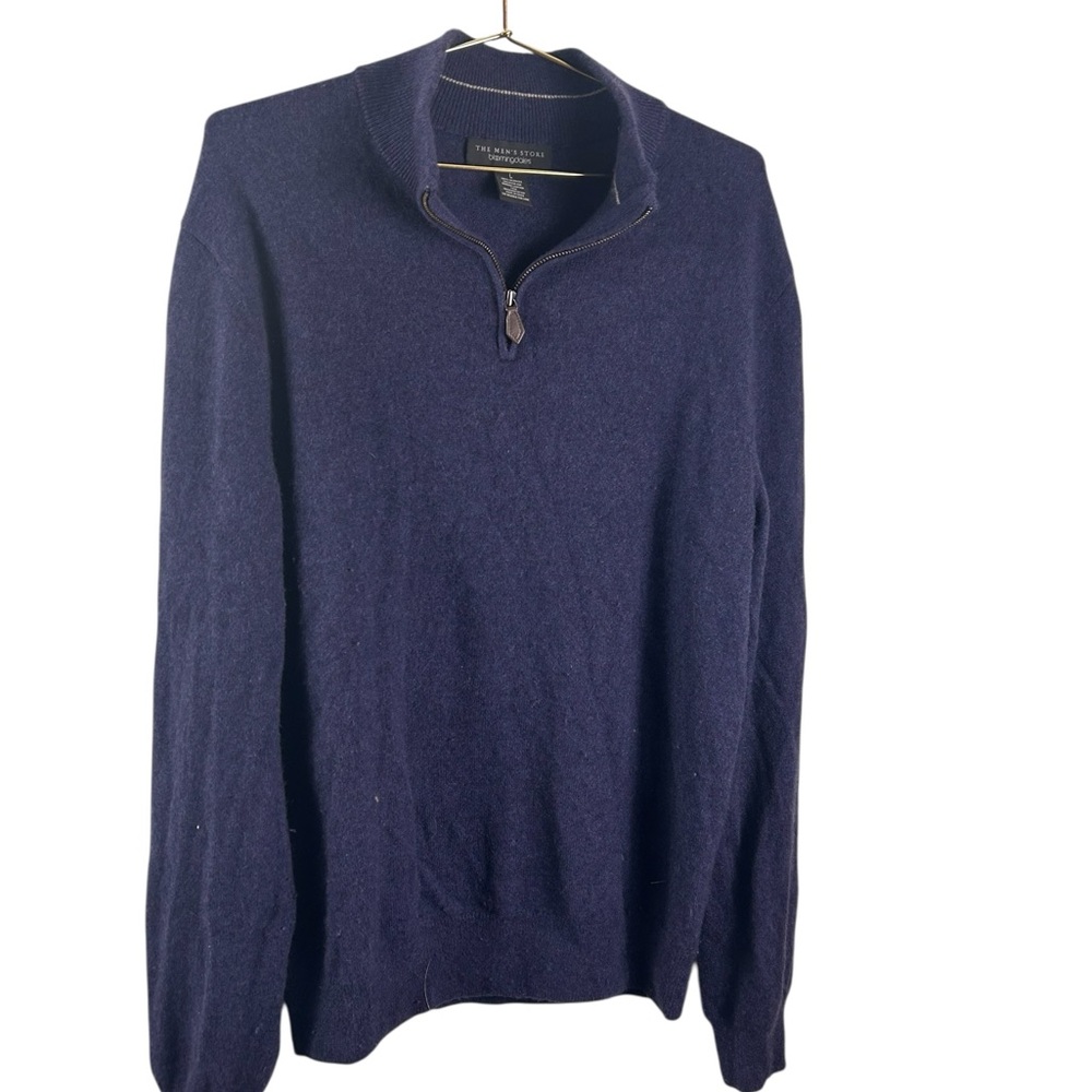 Bloomingdale's The Men's Store navy blue quarter-zip cashmere sweater